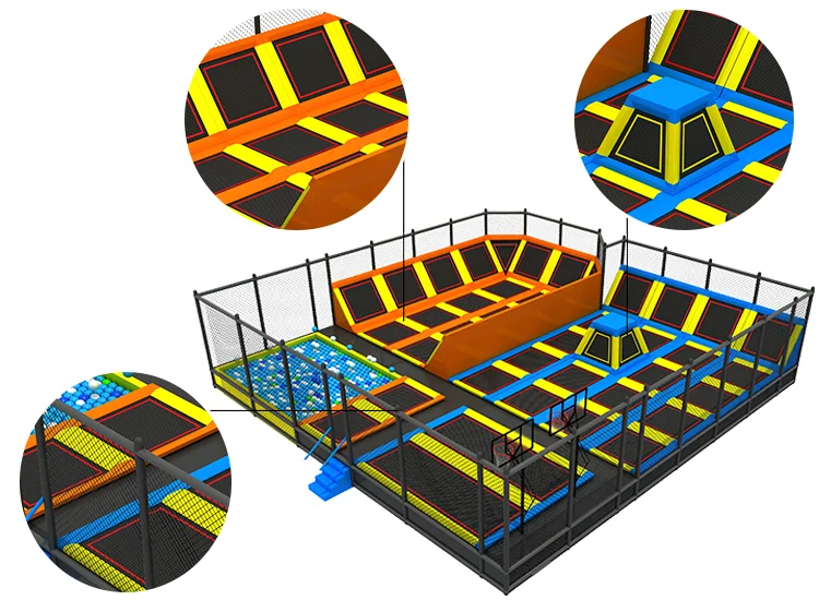 Large Commercial Amusement Playground Indoor Trampoline Park For Sale