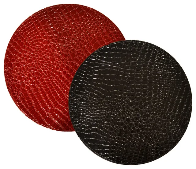 Hot Selling Faux Leather Pu Round Printing Placemat Pu Place Mats Buy