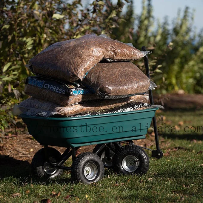 花园倾销手推车工具车草坪车载体手推车车场工具与钢框架和气动轮胎