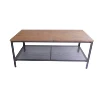 American style angle iron frame center table vantage wooden top coffee table for living room