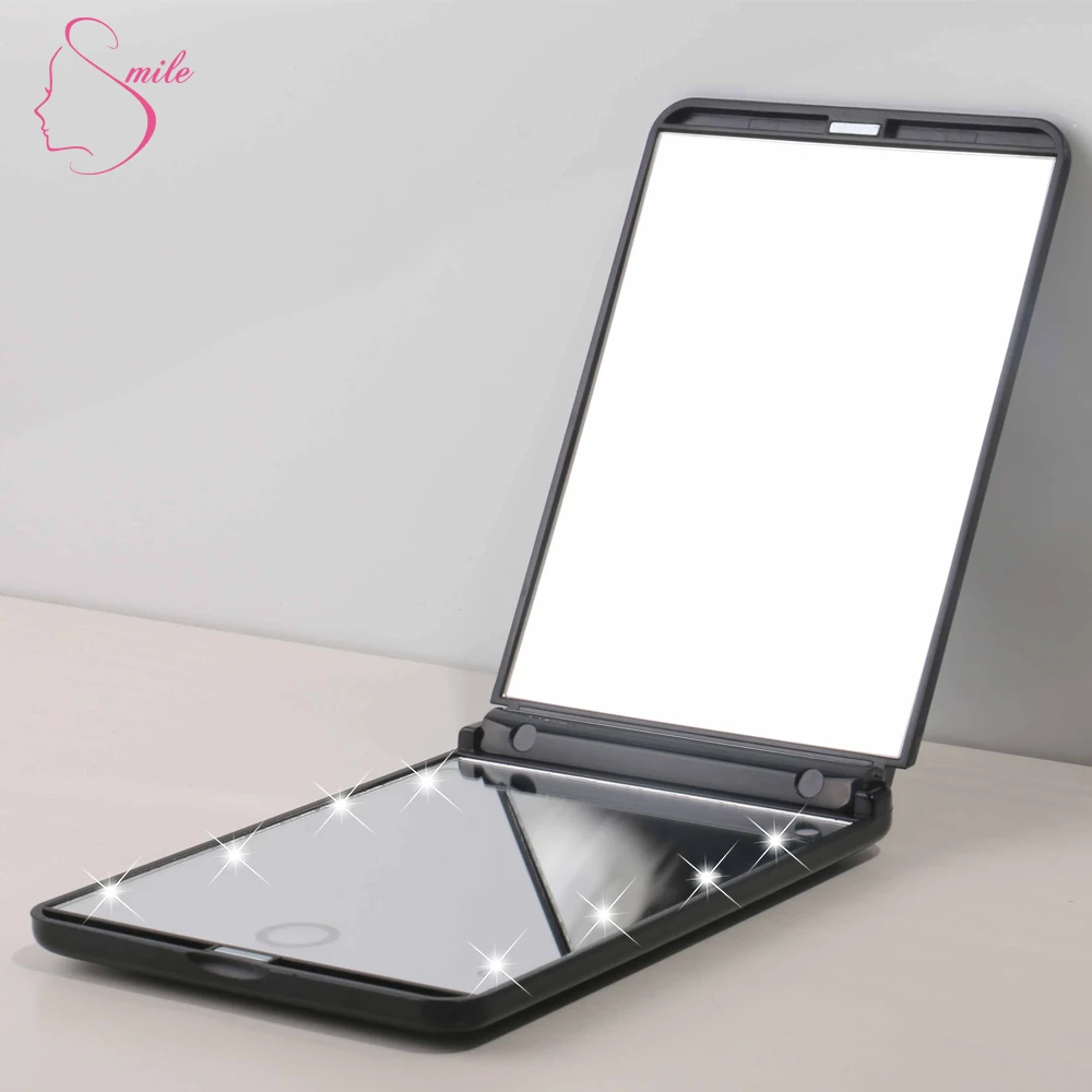 Compact LED makeup mirror for traveling