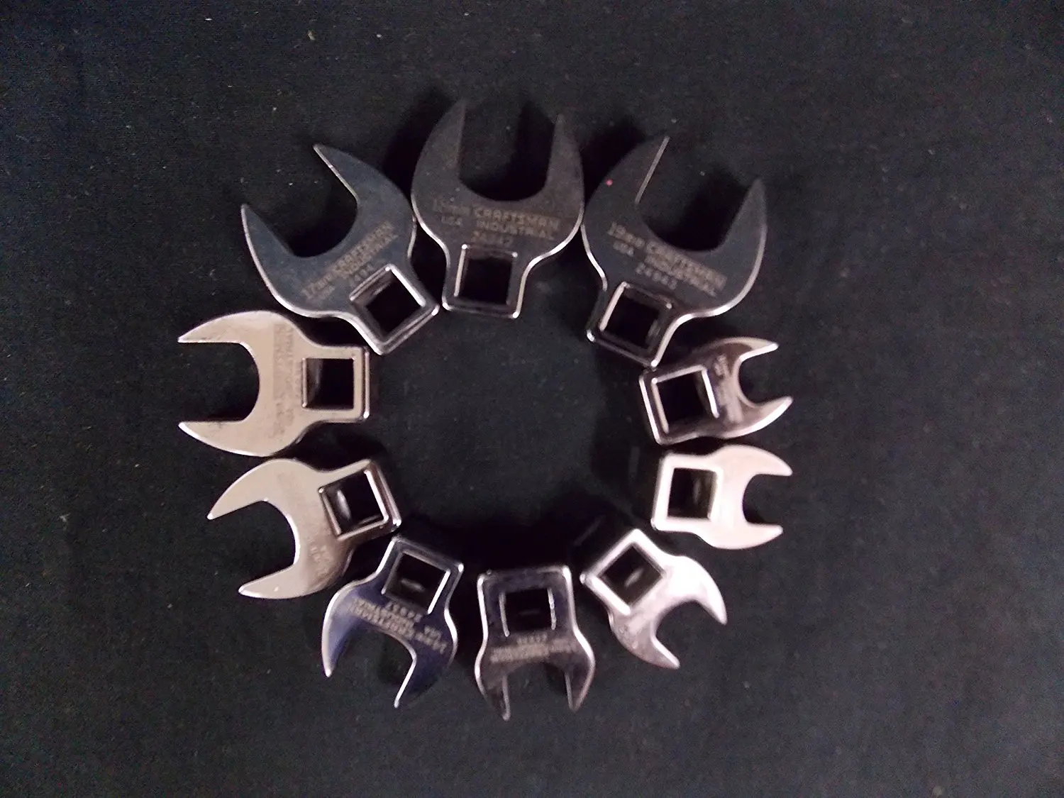 Craftsman 10 Piece Industrial Metric Crowfoot Wrench Set 3/8 Dr., from 10-19MM, Vintage, MADE IN USA
