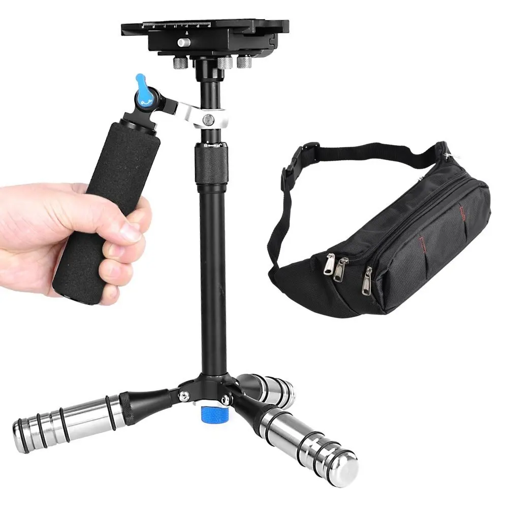 Mini Professional Premium Quality Mini Carbon Fiber Handheld Camera Stabilizer/Tripod Video Rig with Single Handle Arm, Tripod a