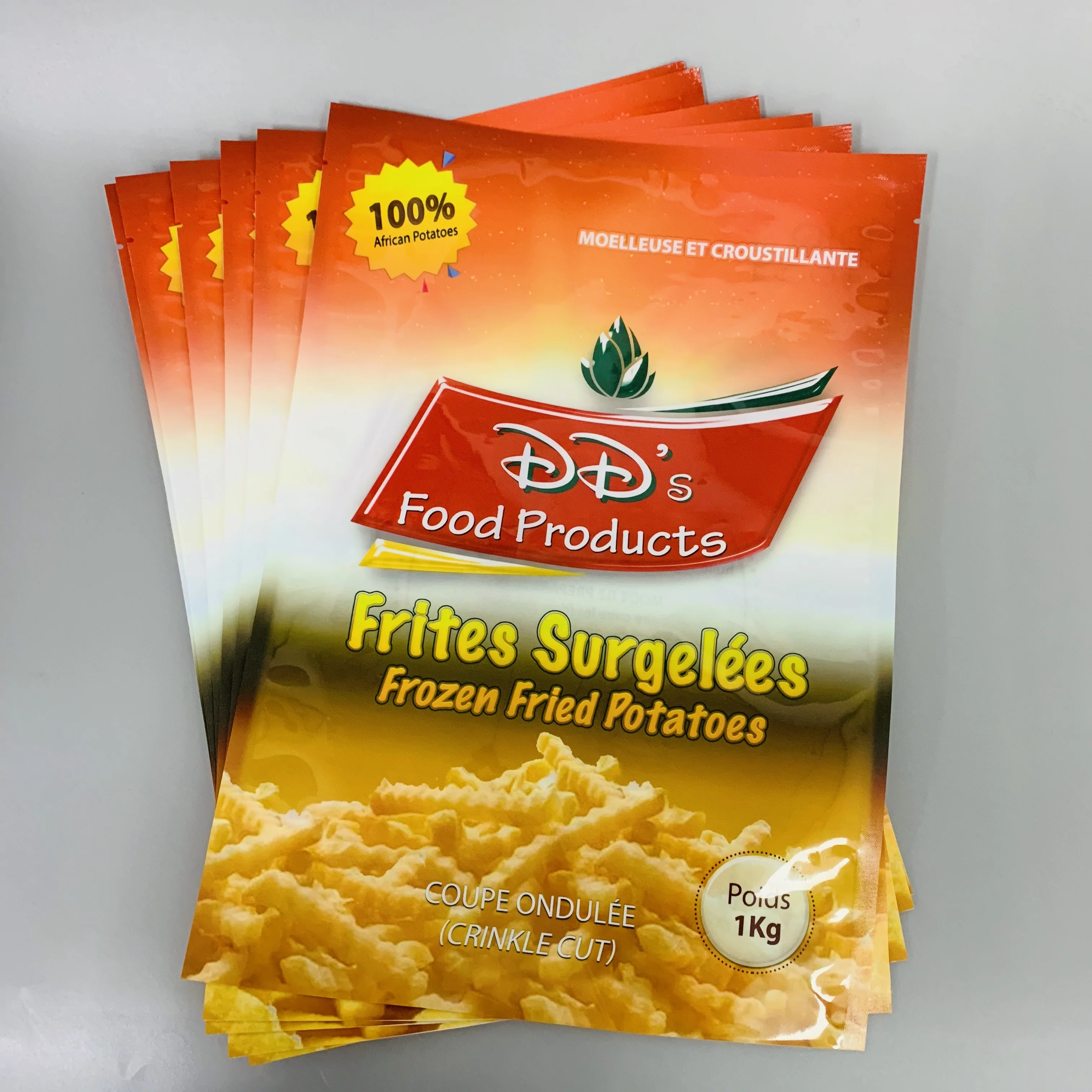 wholesale custom plastic 3 side seal packaging pouch vacuum food storage bag of frozen french fries