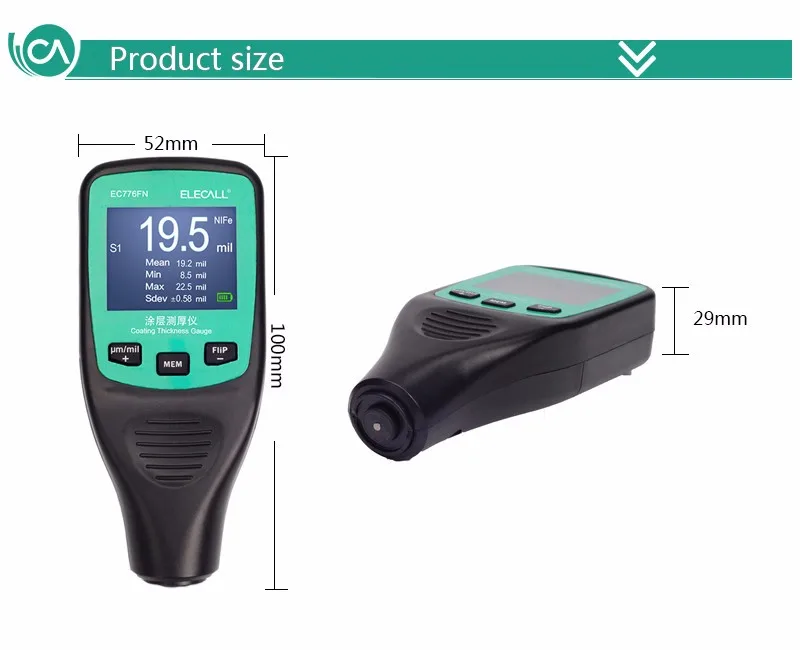 Ec776fn Digital Thickness Gauge Coating Meter Zinc Coating Metal