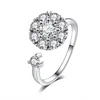 Trending products 2018 new arrivals rotational rings CZ zircon inlay silver jewelry adjustable magic revolving wedding Rings
