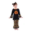 wholesales girls toddler baby clothing ruffle shirt and pants 2pc set pumpkin lantern girls clothes