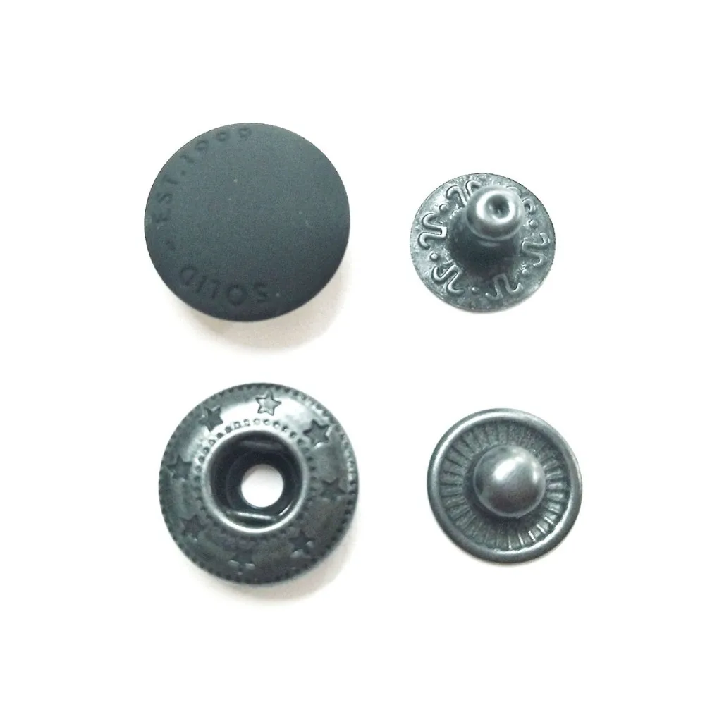 15mm Black Customer Concave Word Rubber Painted Coated Snap Button ...