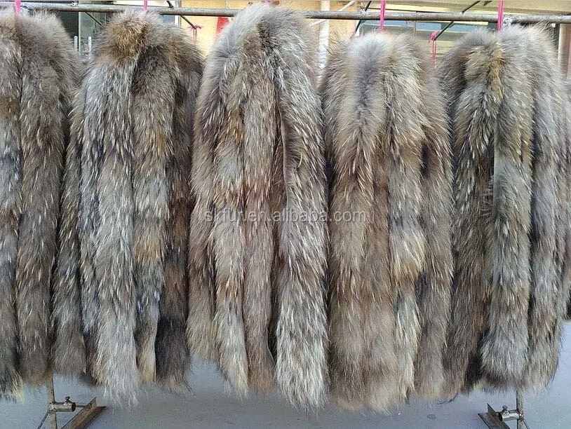 Factory Wholesale Raw Or Dyed Colors Real Racoon Raccoon Fur Trimming