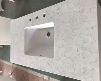 Polished Arctic White Quartz Countertops Bathroom Vanity Tops