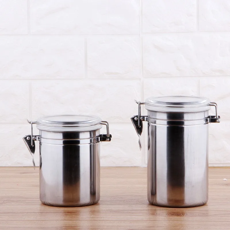 Wholesale Heatresistant Stainless Steel Storage Jar With Plastic Cover