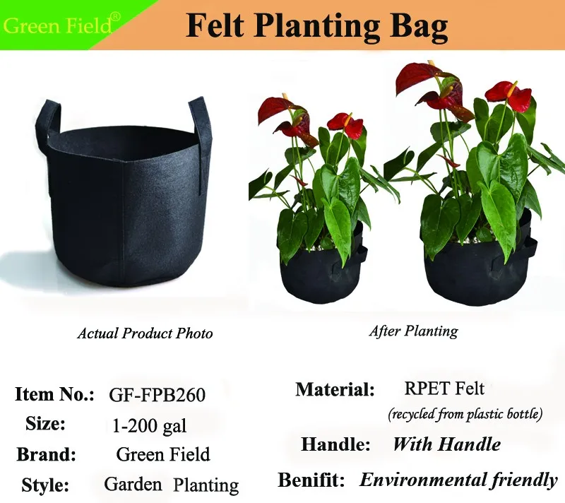 Eco Friendly Felt Fabric Potting Bag Black Grow Plant Container Eco Friendly Felt Fabric Potting Bag Black Grow Plant Container