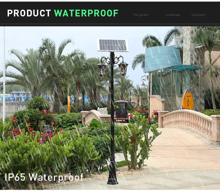 7W 2.8M Double Arm Outdoor Landscape Pathway Patio Garden Led Solar Street Light With Pole