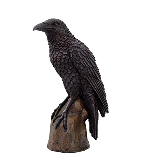 Black Raven Bird On Stump Statue Cold Cast Resin Figurine Buy