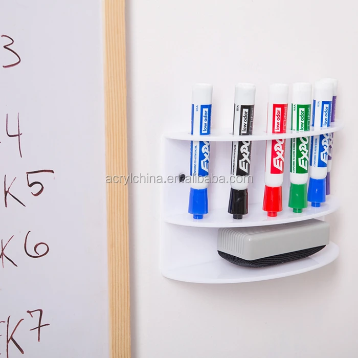2tiered 6 Slots Wall Mounted White Acrylic Dry Erase Board Marker And