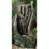 WOODEN STYLE DECORATIVE GARDEN OUTDOOR POLYSTONE WATER FOUNTAIN WITH LED LIGHT