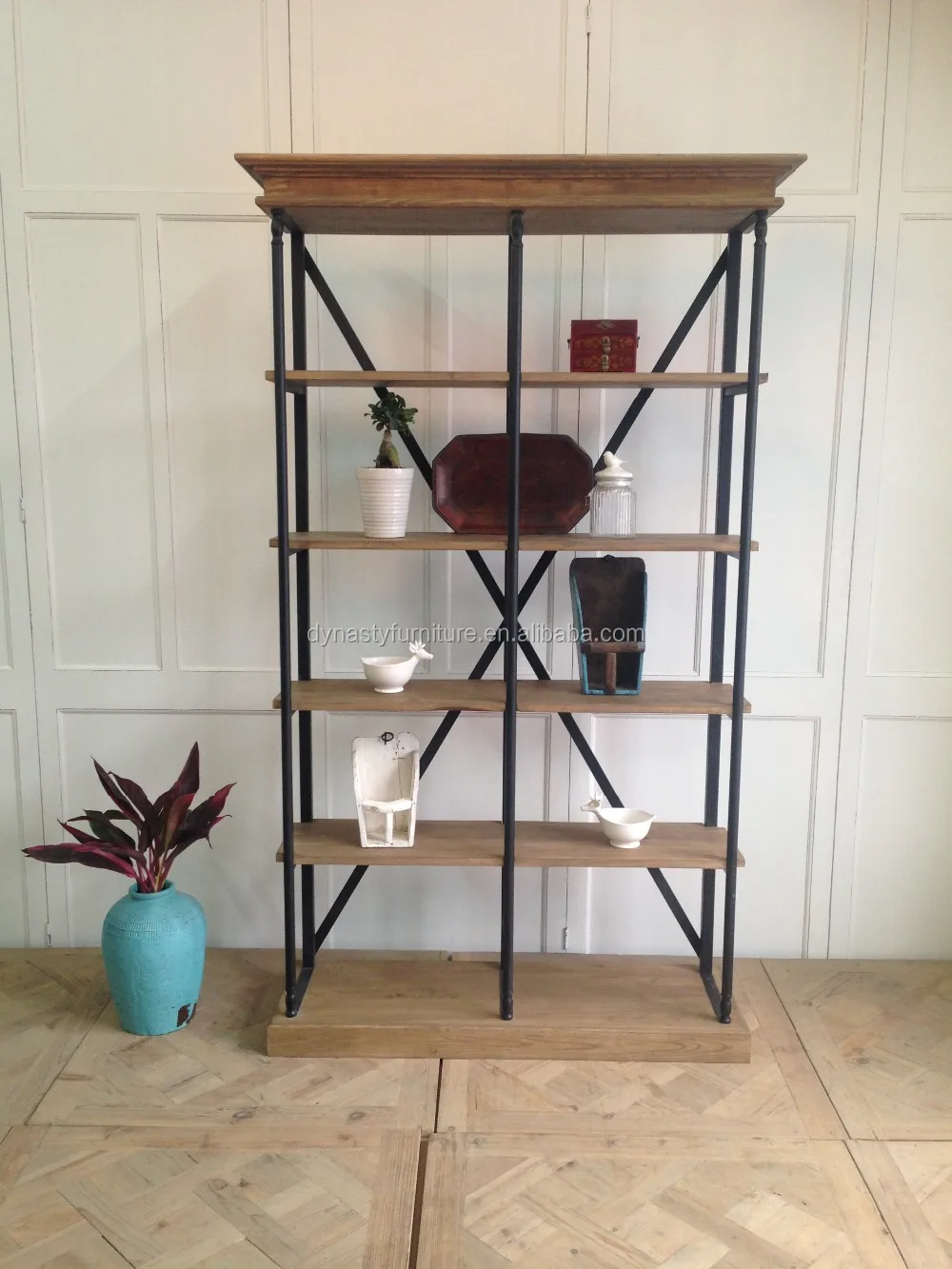 Vintage Industrial Metal Bookshelf/antique Living Room Display