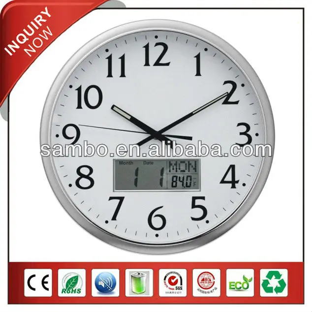 Analog Lcd Wall Clock With Digital Date - Buy Analog Wall Clock,Lcd ...