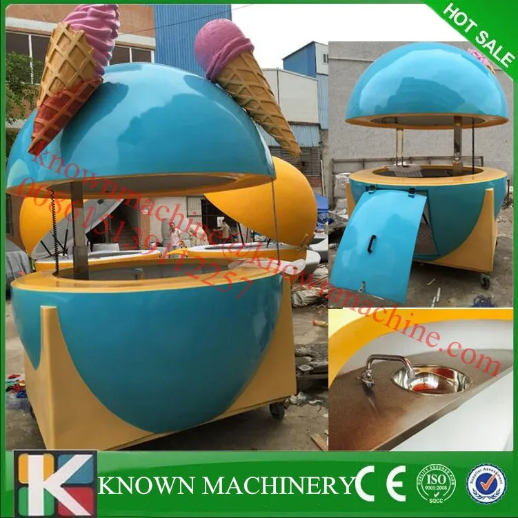 Oem Ice Cream Shape Mobile Street Outdoor Fiberglass Buffet Kiosk Food
