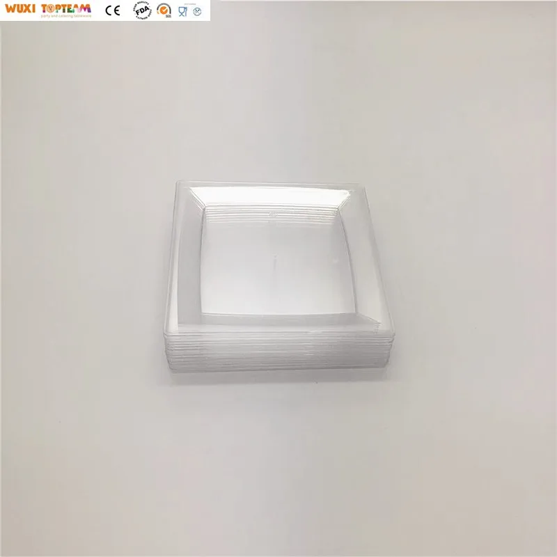 9" Clear Dinner Plate Square Plastic Plate Plastic Elegant Plates For