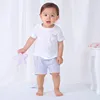 2015 summer baby newest style setting high quality cotton fabric T shirt + check short pant setting