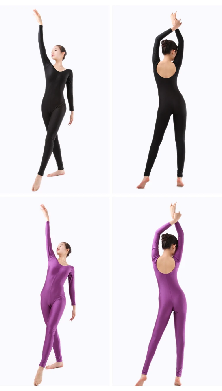 Shiny Unitard,Long Sleeve Leotard With Pants,Ankle Length Pants Leotard ...