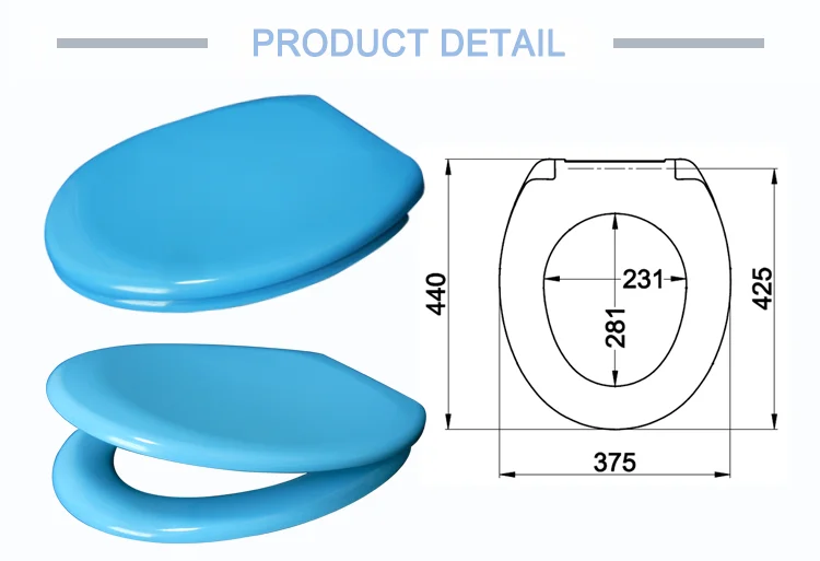 European Standard Soft Close Customized Blue Aqua Color Toilet Seat