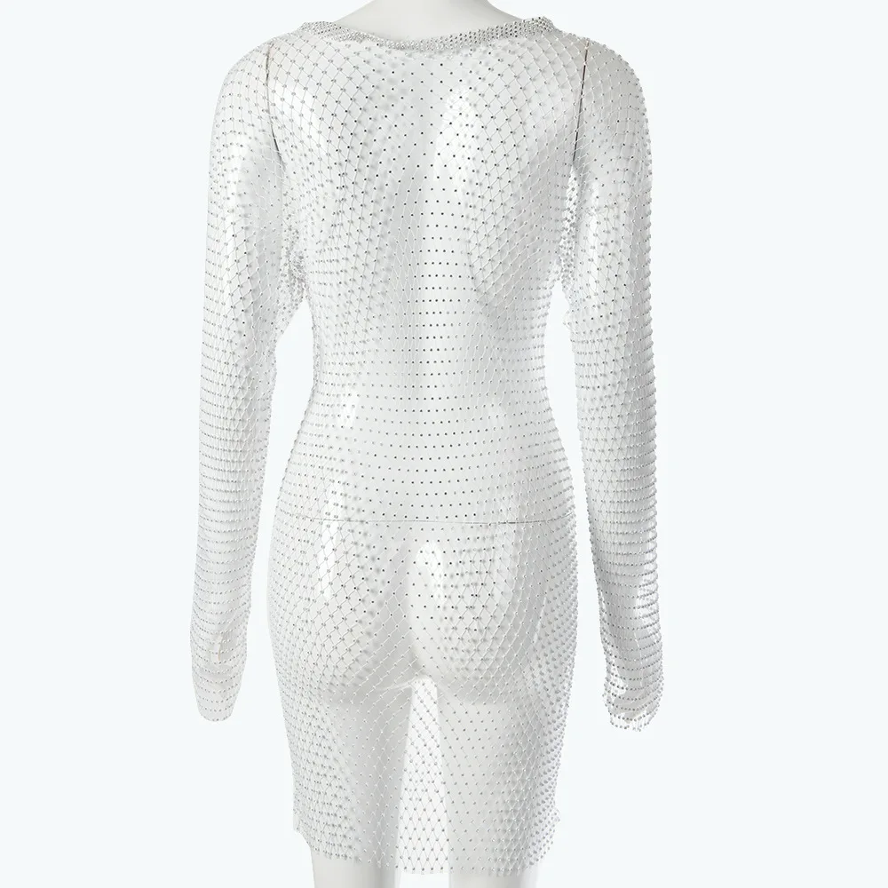 rhinestone mesh gown