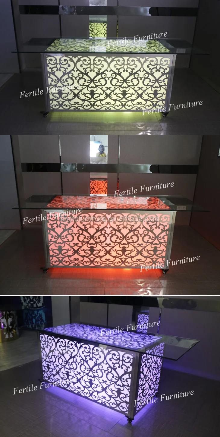 Tempered Glass Rectangle Rechargeable Led Light Dining Room Tables