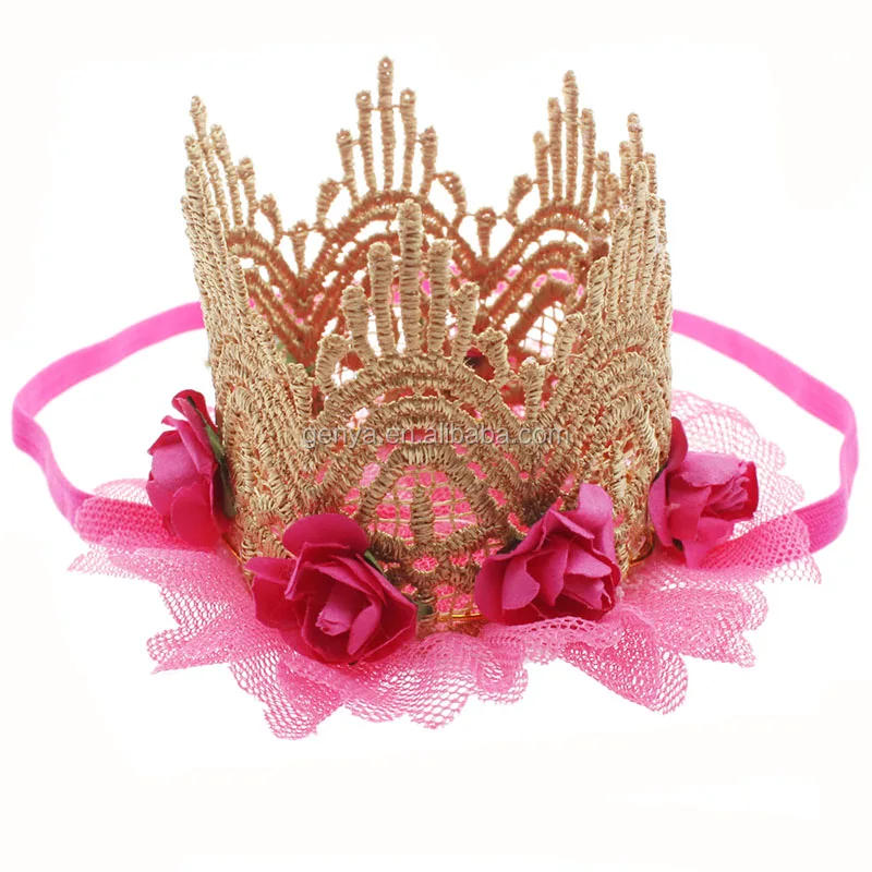 Genya Lace Crown Hair Bands For Baby Elastic Headband Baby Crown With Flowers Birthday Party Props Buy Birthday Party Crown Lace Crown Hairbands With Flowers Baby Elastic Headband Product On Alibaba Com