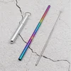 Rainbow Telescopic straw metal drinking flexible straw with cleaning brush