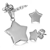 Stainless Steel Engravable Shining Star Charm Pendant Necklace & Stud Earrings Set