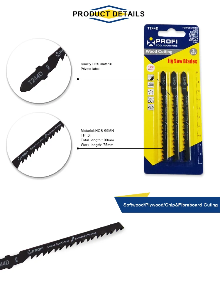 T244d Wood Cutting Blades Jigsaw Blades For Wood Plywood,Fibreboard