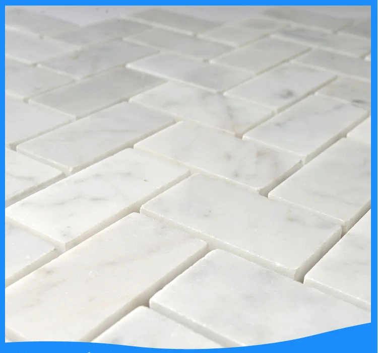 carrara white marble herringbone tile mosaic