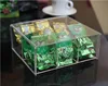 clear custom design acrylic rectangle dividers tea bags boxes with lid hot sale
