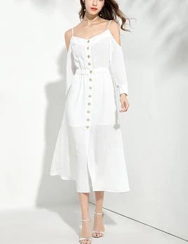 Off Shoulder Linen Dress