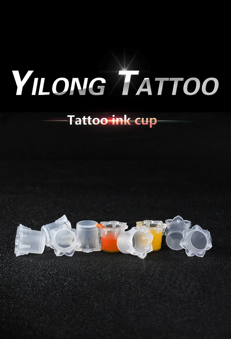 Yilong Newest Tattoo High Quality Hexagon pigment cap plastic ink cap 1000pcs