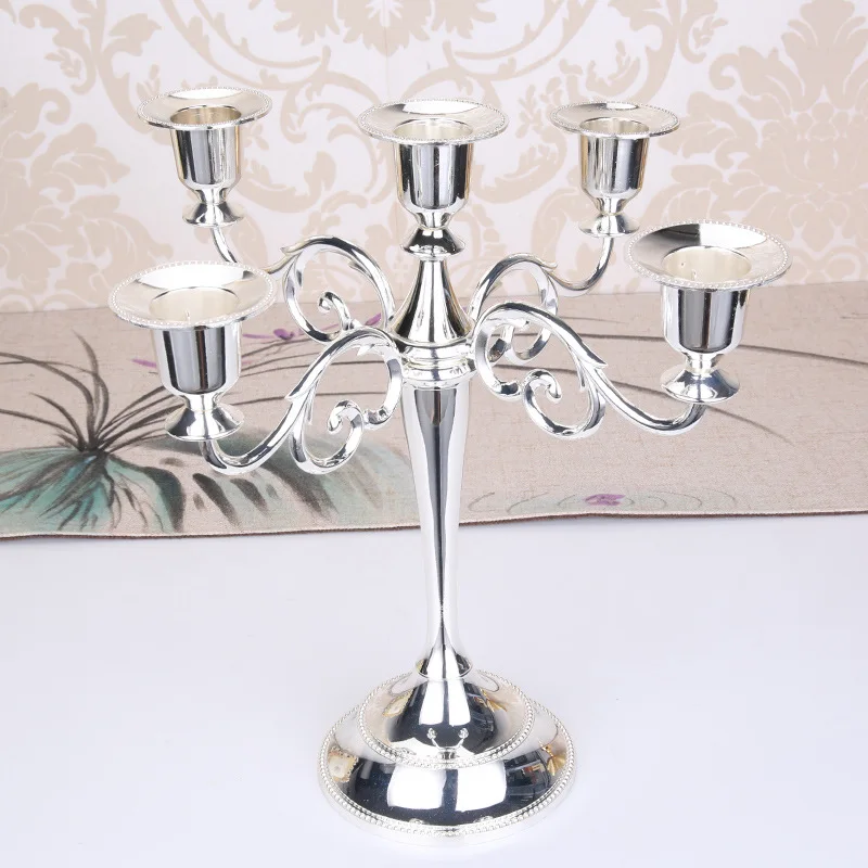 5 Arms Alloy Candle Metal Crafts Candelabra Holder Stand Wedding Home Decor US 