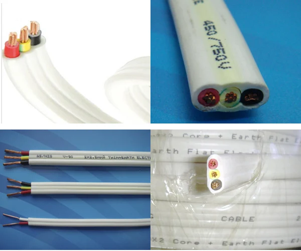 Iec Ccc Flat Electric Wire 0.75 Sq Mm Wire 3 Core Pvc Insulation