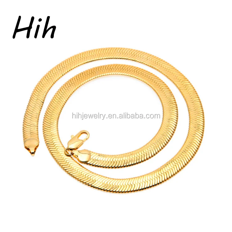 wide flat gold necklace