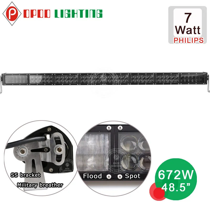 672w most powerful led light bar, 52inch double row most powerful led light bar