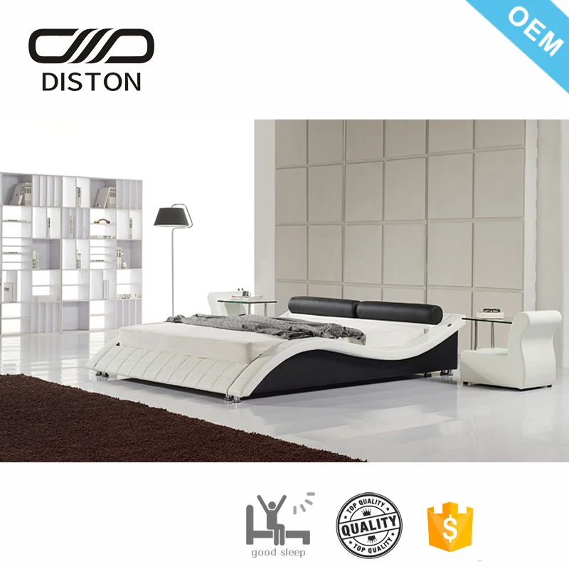 Foshan Lonagjiang Furniture Faux White Leather Sleigh Bed King Size Black Product Foshan Lonagjiang Furniture Faux White Leather Sleigh Bed King Size Black Product