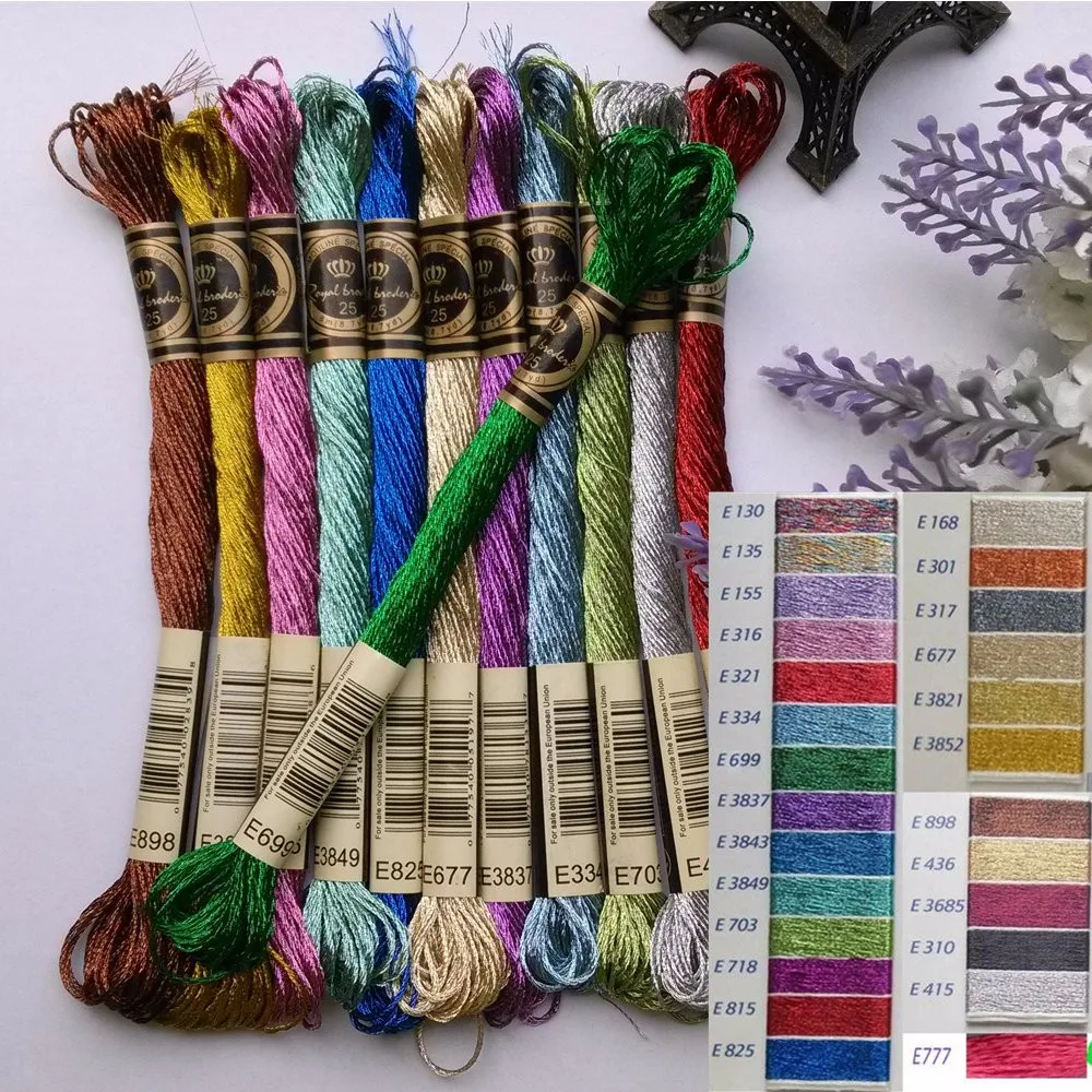 8m Metallic Embroidery Floss,All Purpose Assorted Mix Colours Cross
