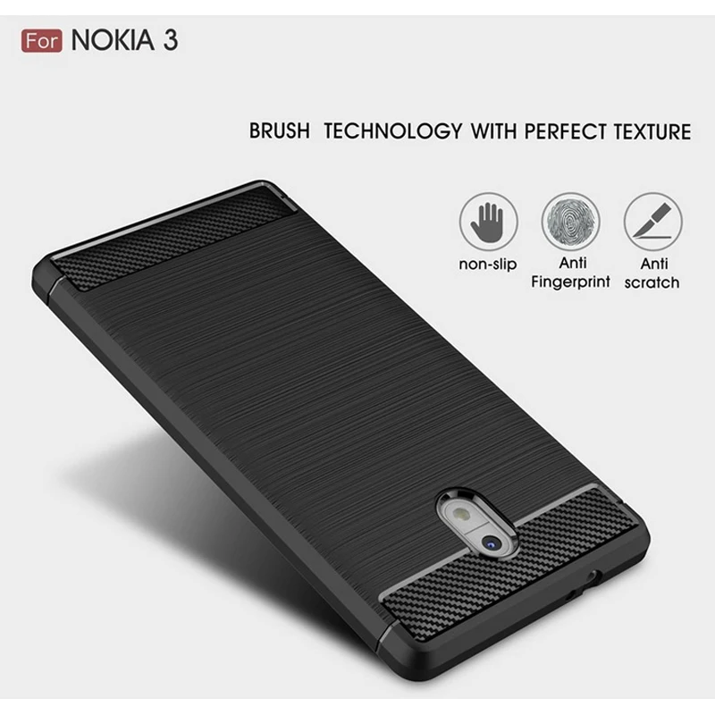 2017 New Arrival Carbon Fiber Tpu case for Nokia 3 5 6 brushed tpu case cover for Nokia 3 5 6 soft cover