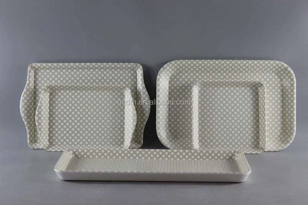 Dull Polish Surface Melamine Tray Set Of Different Shapes