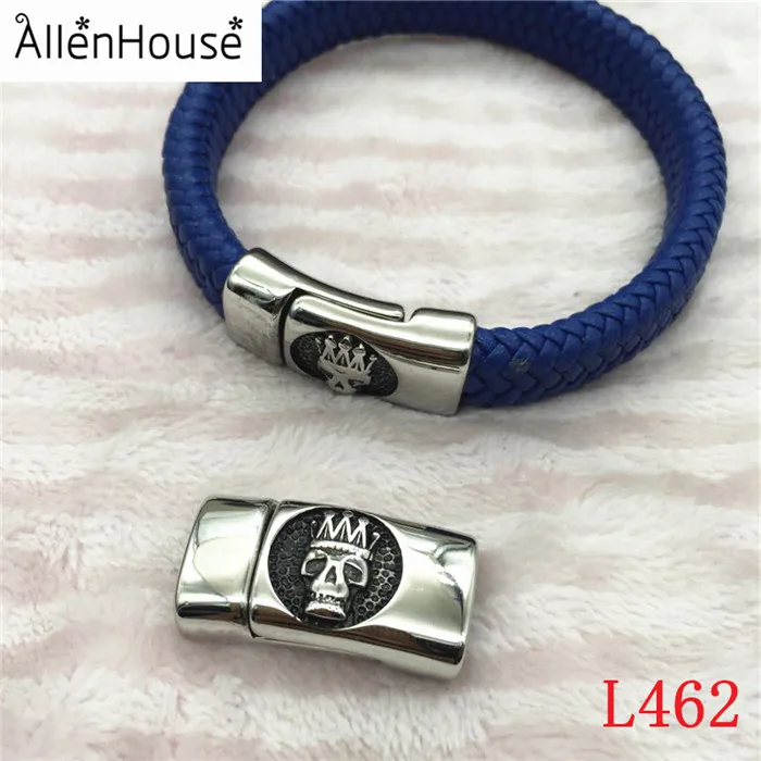 Make 12x6mm Flat Leather Cord Bracelet Hook Clasps,Skull Steel Clasps