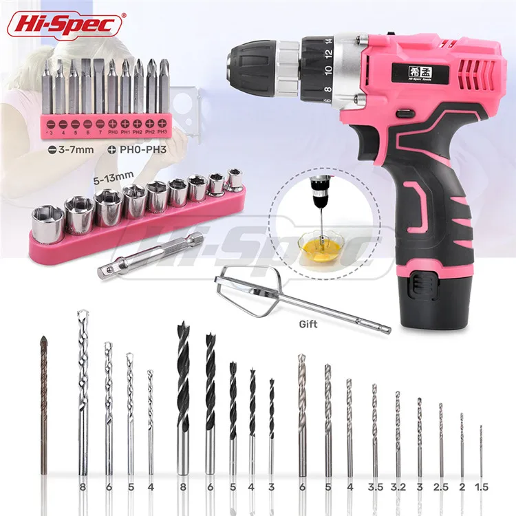 Hispec Pc Vrouwen Roze Power Tool Kit Thuis Tool Set Elektrische Schroevendraaier Met V