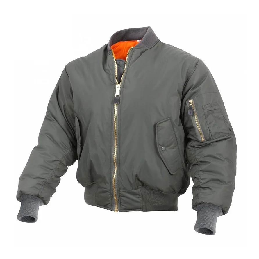 Custom High Quality Winter Windproof Orange Lining Black Bomber Jacket ...