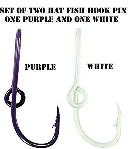 Custom Colored Eagle Claw Team Spirt Hat Fish Hook Pins Purple/White One Purple and One White Hat Hook Clip