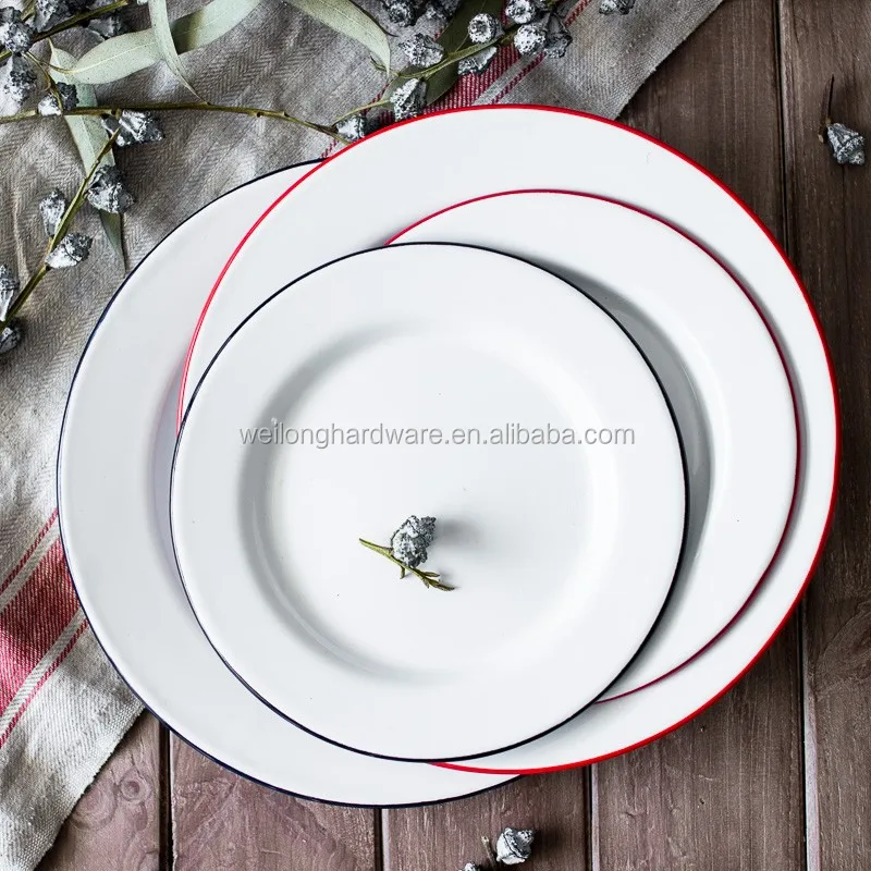 Decorative White Round Enamel Metal Plate Buy Enamel Plate,Custom